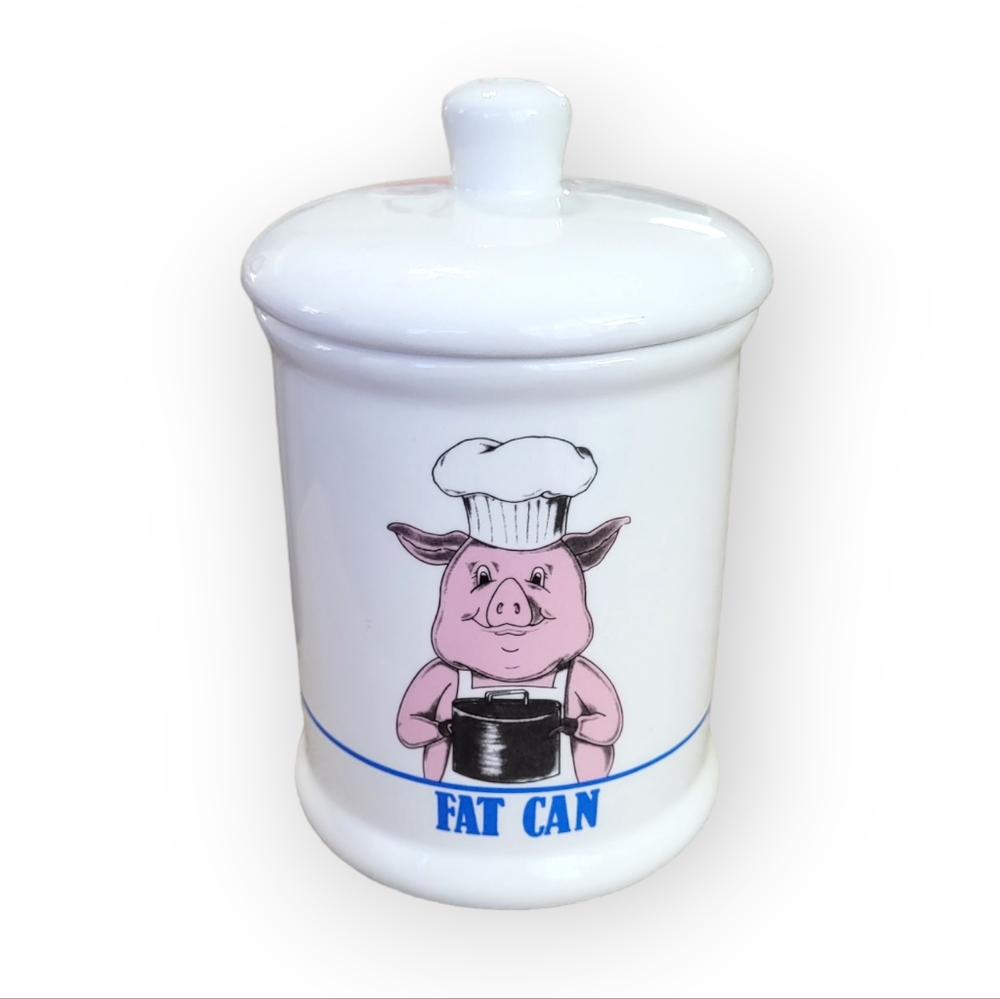 Vintage Fat Can Jar with Lid Pig Chef Container for Grease